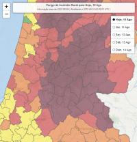 Risco máximo em 80 concelhos do interior Norte e Centro e Norte Alentejo